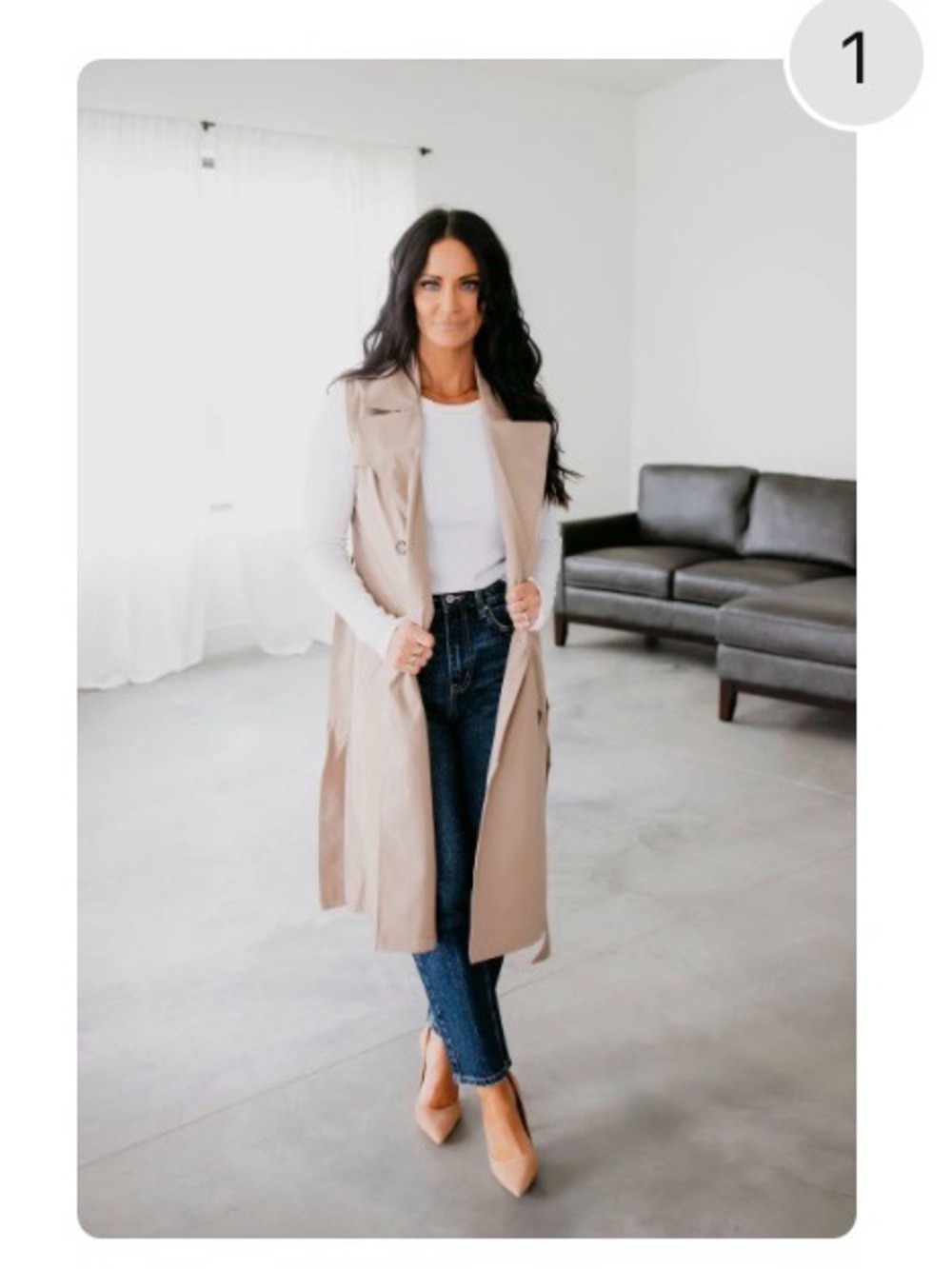 Stoosh Beige/Tan Sleeveless Trench Coat Vest